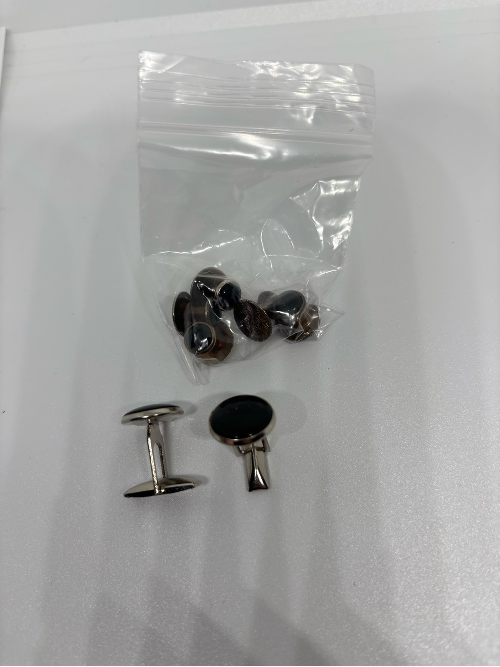 Classic Black and Silver Round pioneer Cufflinks - Men Accessories